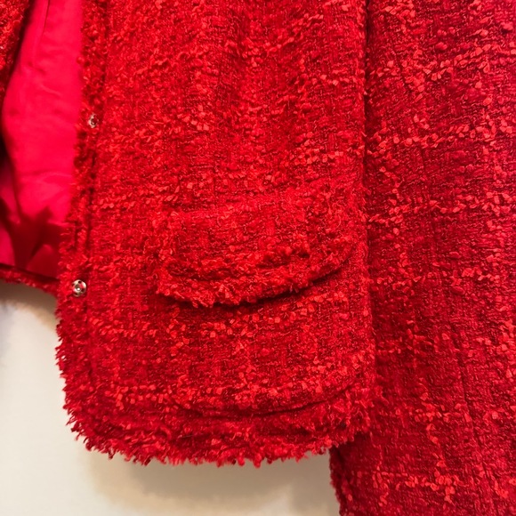 Earl Rutenberg Womens Red Textured Button Detail Cropped Tweed Jacket Size XS - Picture 9 of 9